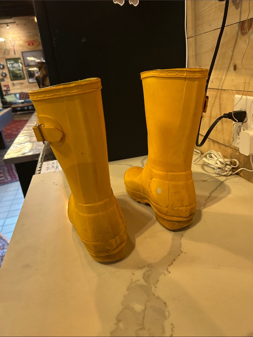Hunter Yellow Women's Short Rain Boots with Logo - Picture 6 of 7